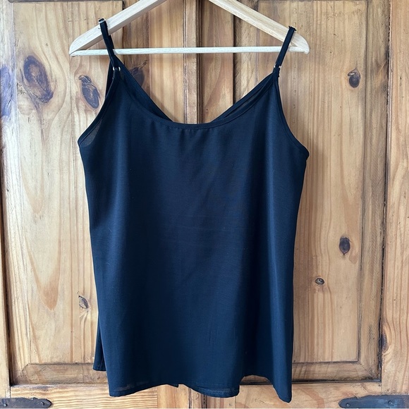 A-Line Black Button-Down Sleeveless Blouse Thin Straps Tank Top - Picture 4 of 10